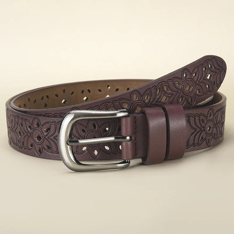 Fashion Retro Women's Hollow Flower Needle Buckle Belt Simple And Versatile Casual Pants Dress Belt Trendy Women's Banquet Gift