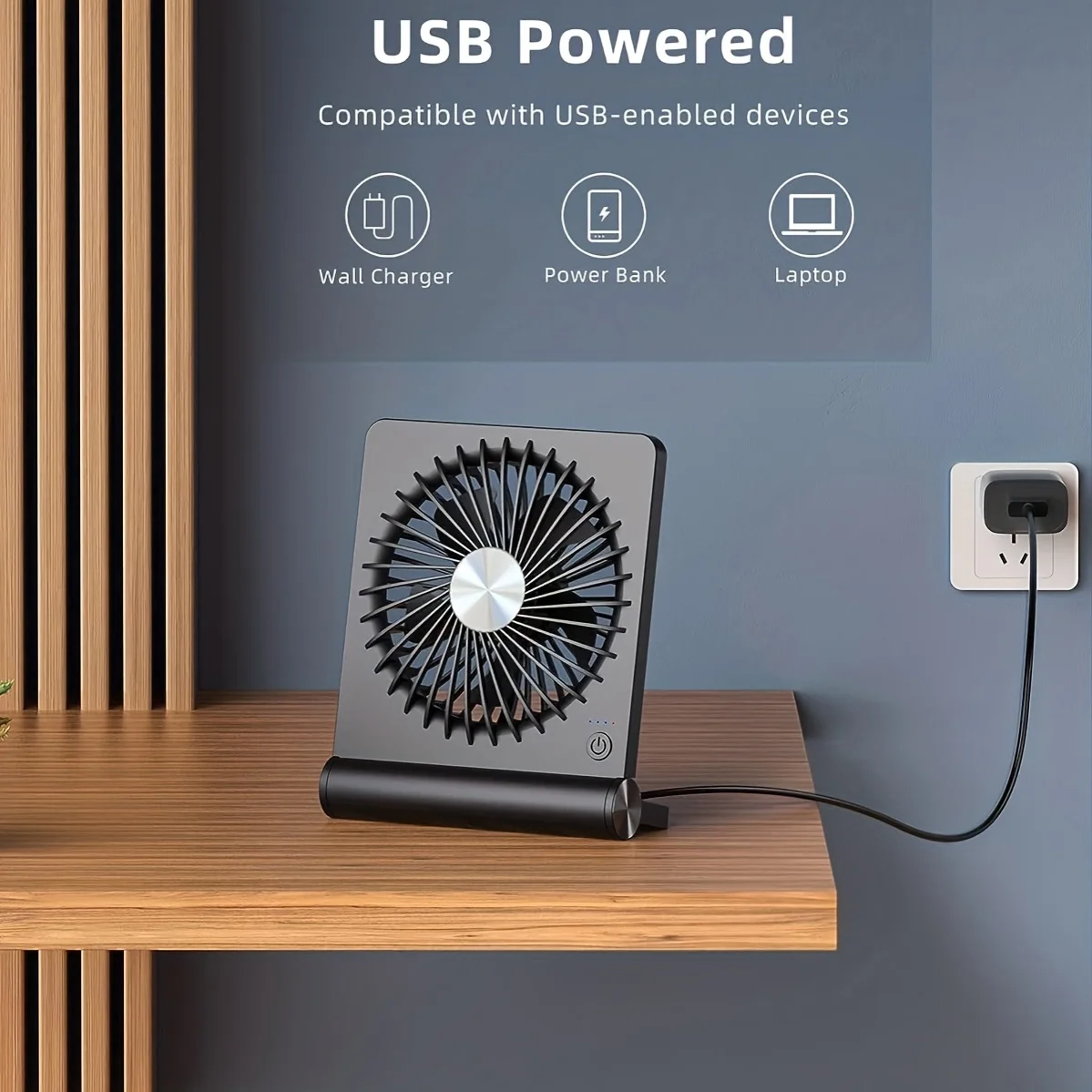 مروحة مكتب، مروحة USB صغيرة فائقة الهدوء، رياح قوية، 180 °   مروحة شخصية قابلة للطي 3 سرعات قابلة للتعديل تعمل بمنفذ USB-C للمكتب المنزلي