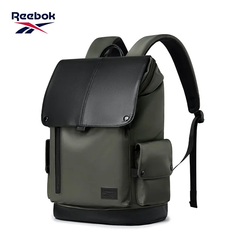 Reebok Unisex Large Capacity Flap Cover Travel Backpack Men Women 16 Inch Laptop School Bag Student Leisure Leather Daypack