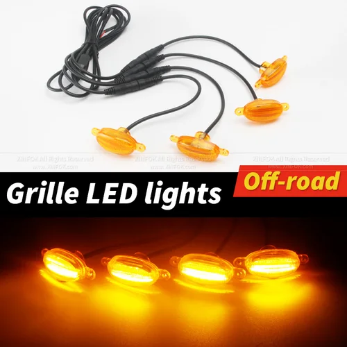 Imagen 2 del producto Iluminación de rejilla delantera Universal de 12V, 6 SMD 3030 LED, Kit de iluminación de rejilla ámbar, luz de ojo de águila para coche