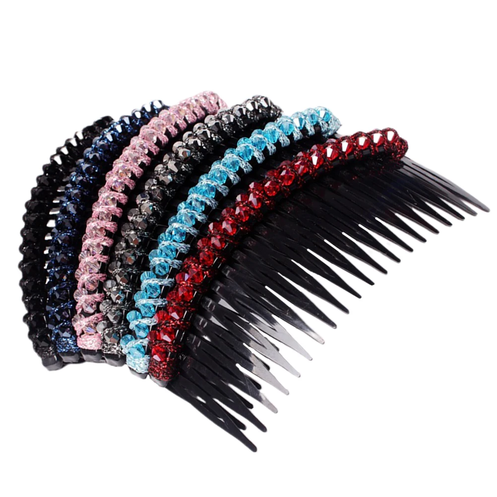 

6pcs Crystal Hair Comb Rhinestone Inserted Accessories Elegant Bridesmaid Wedding Party Prom Hairpins Fork Styling