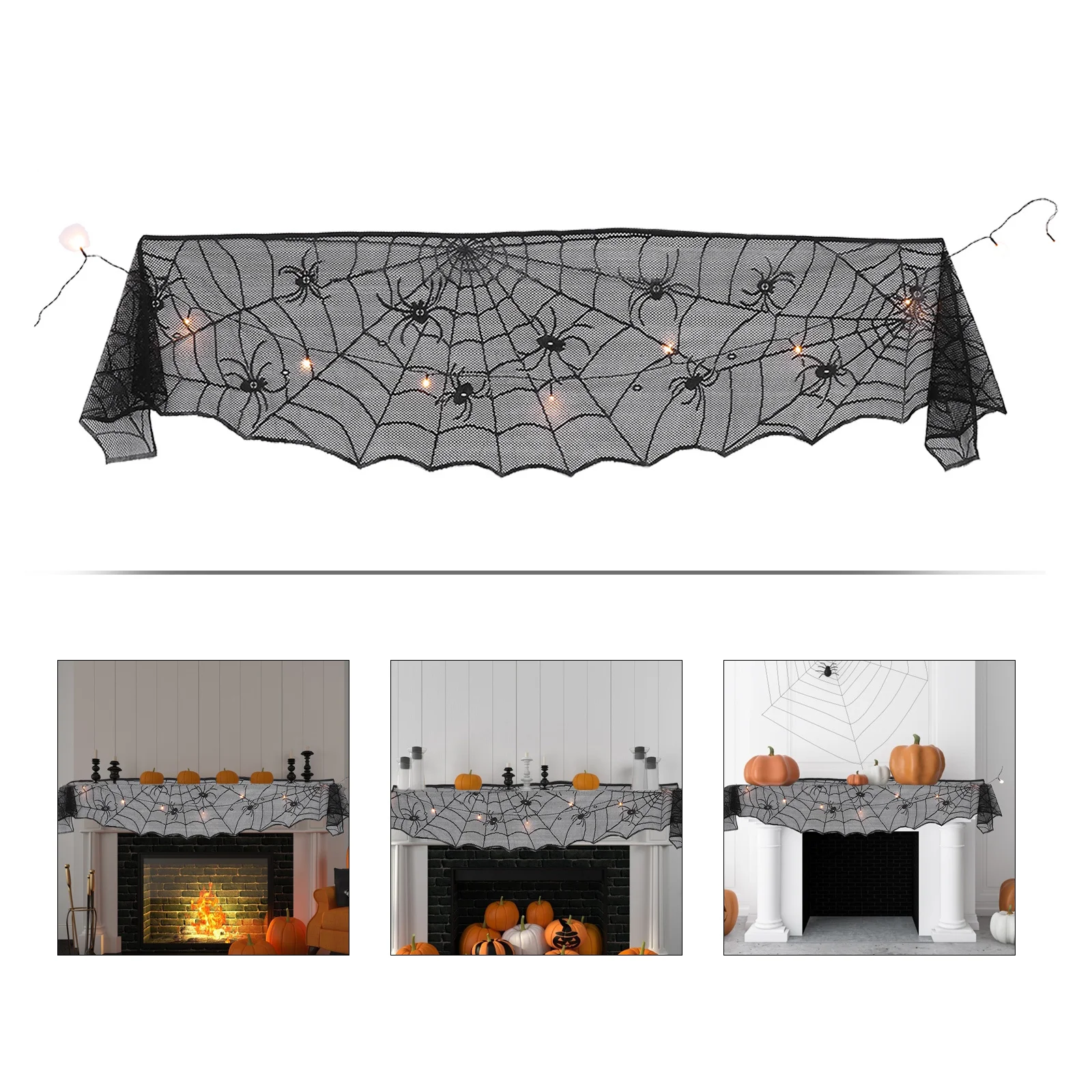 

Хэллоуин паутина кружевная ткань для камина дышащая моющаяся вечерние украшения жуткое кружево паутина скатерть
