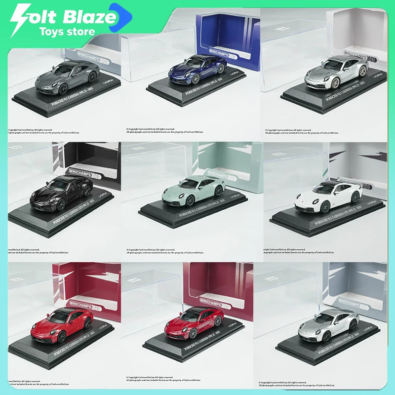 Minichamps 1/64 Porsche 911 (992.2) Carrera Multiple Colors Car Model Room Ornament Models Simulation Collection Cars Boy Gift