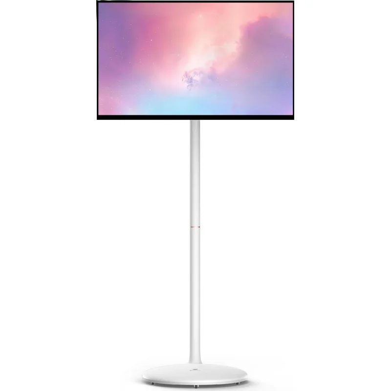 Portable TV on Wheels, 32-Inch Smart Rolling TV with Touch Screen, 1080P Display, Android 14, Built-in 10000mAh Battery,