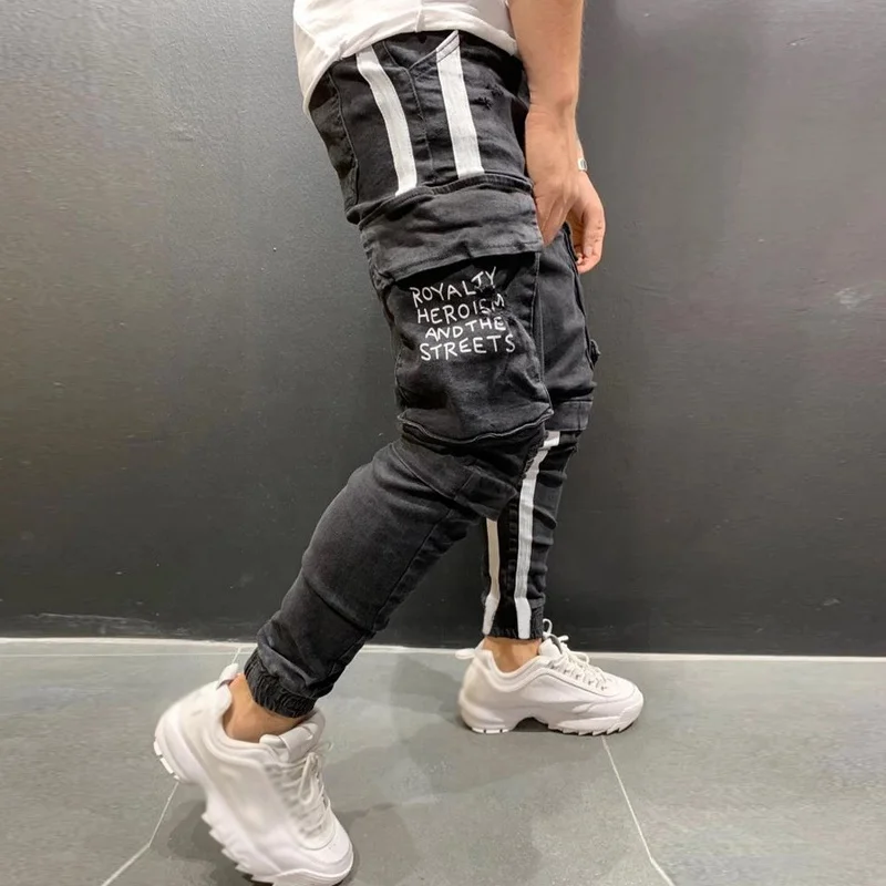 Multi Pocket Men's Pants Jeans 2023 New Straight Cycling Loose Blue with Side Pockets Casual Men Clothing