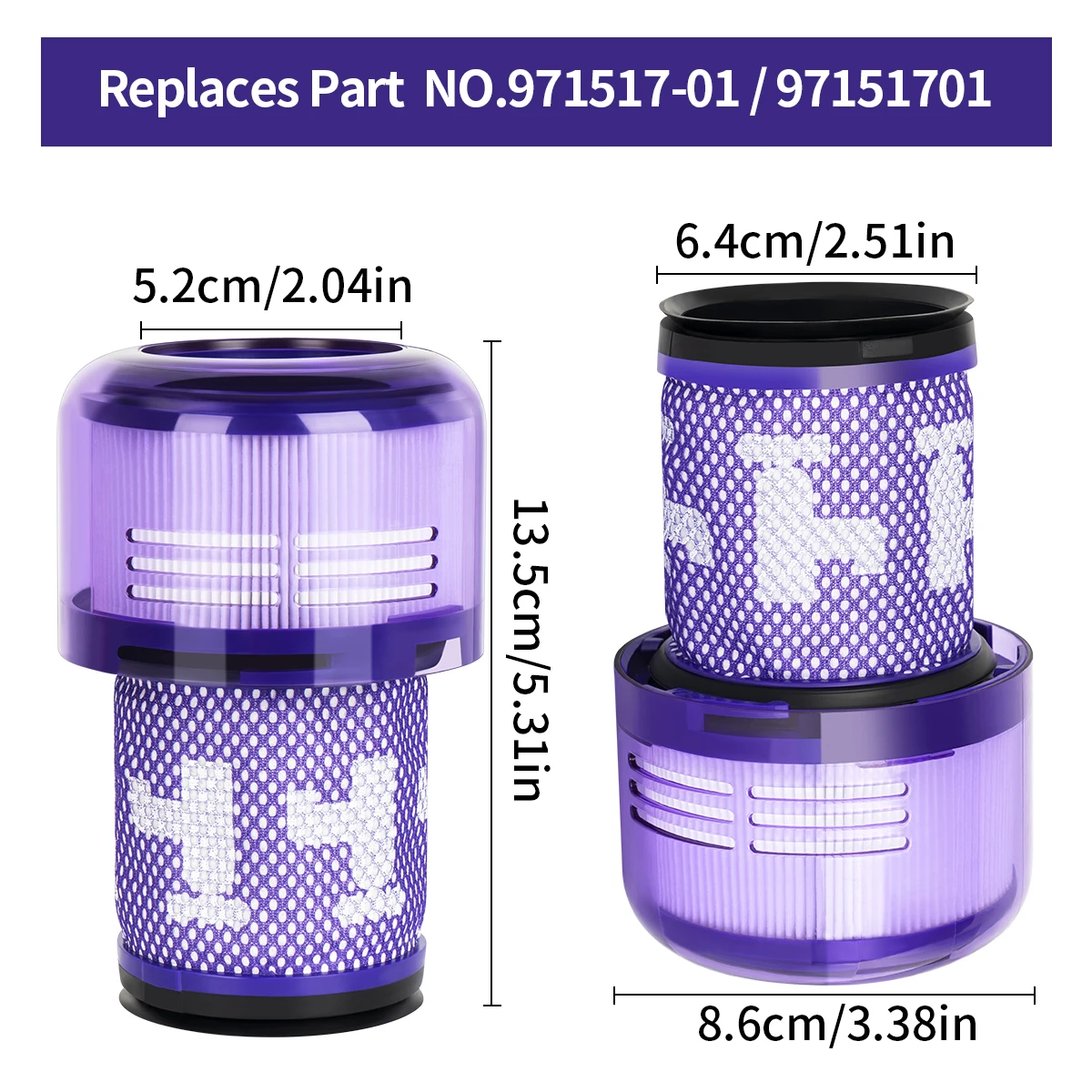 Replacement Filter for DysonV12 Detect Slim/V12 Slim+/V12 Slim Animal/V12 Detect Slim Absolute/SV34/SV35 Cordless Vacuum Cleaner