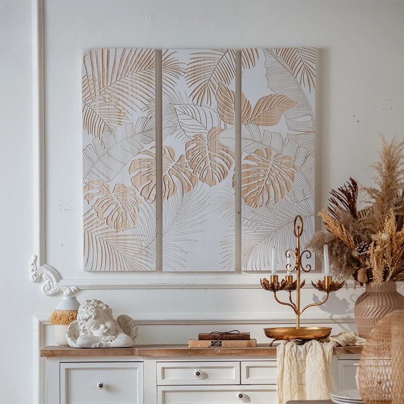 wood engraving painting American rural retro triptych craft painting restaurant background wall decorative painting