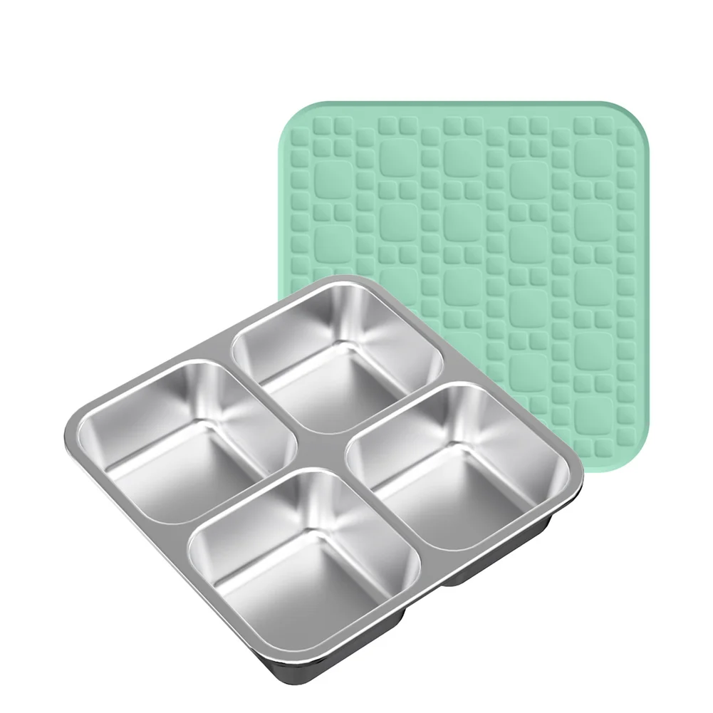 Meal Prep Friendly Stainless Steel 4 Compartment Box with Clear Visual Segmentation for Portion Management and Balanced Eating