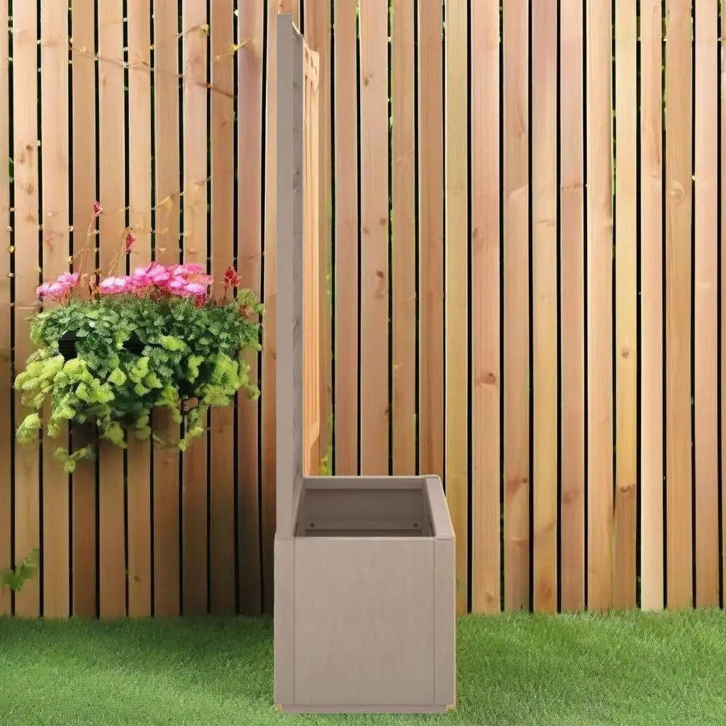 

Light Brown Garden Planter with Trellis - 31.5x14.2x55.1 Durable PP Outdoor Decor