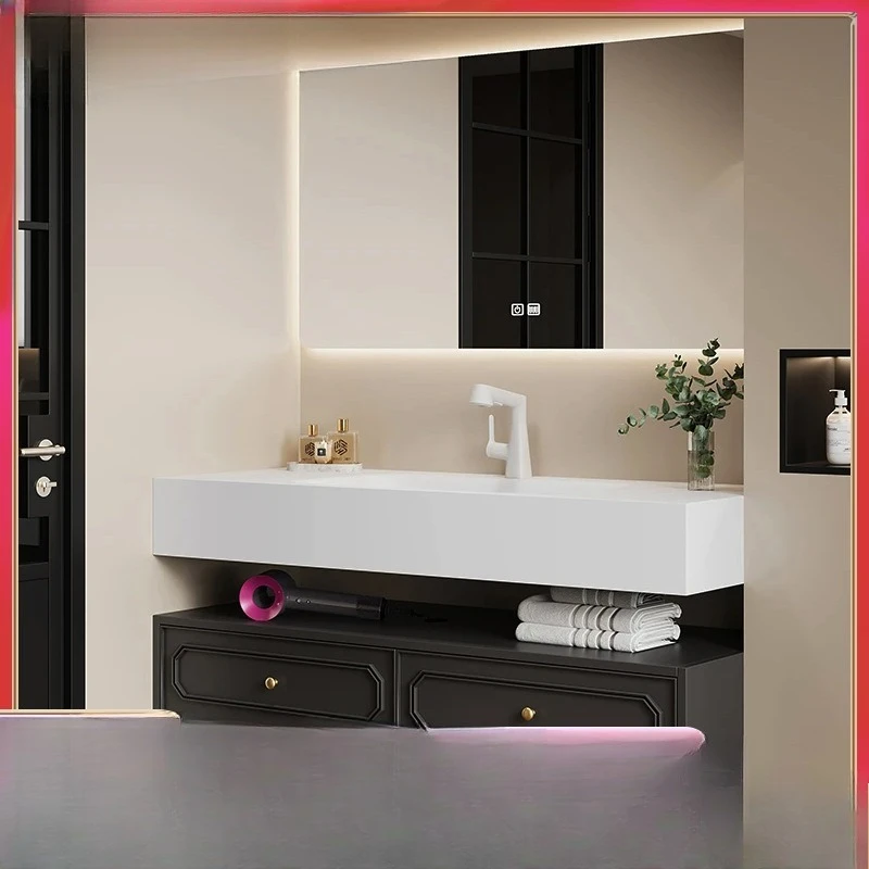 Minimalist style pure acrylic split bathroom cabinet, integrated basin hand wash basin combination