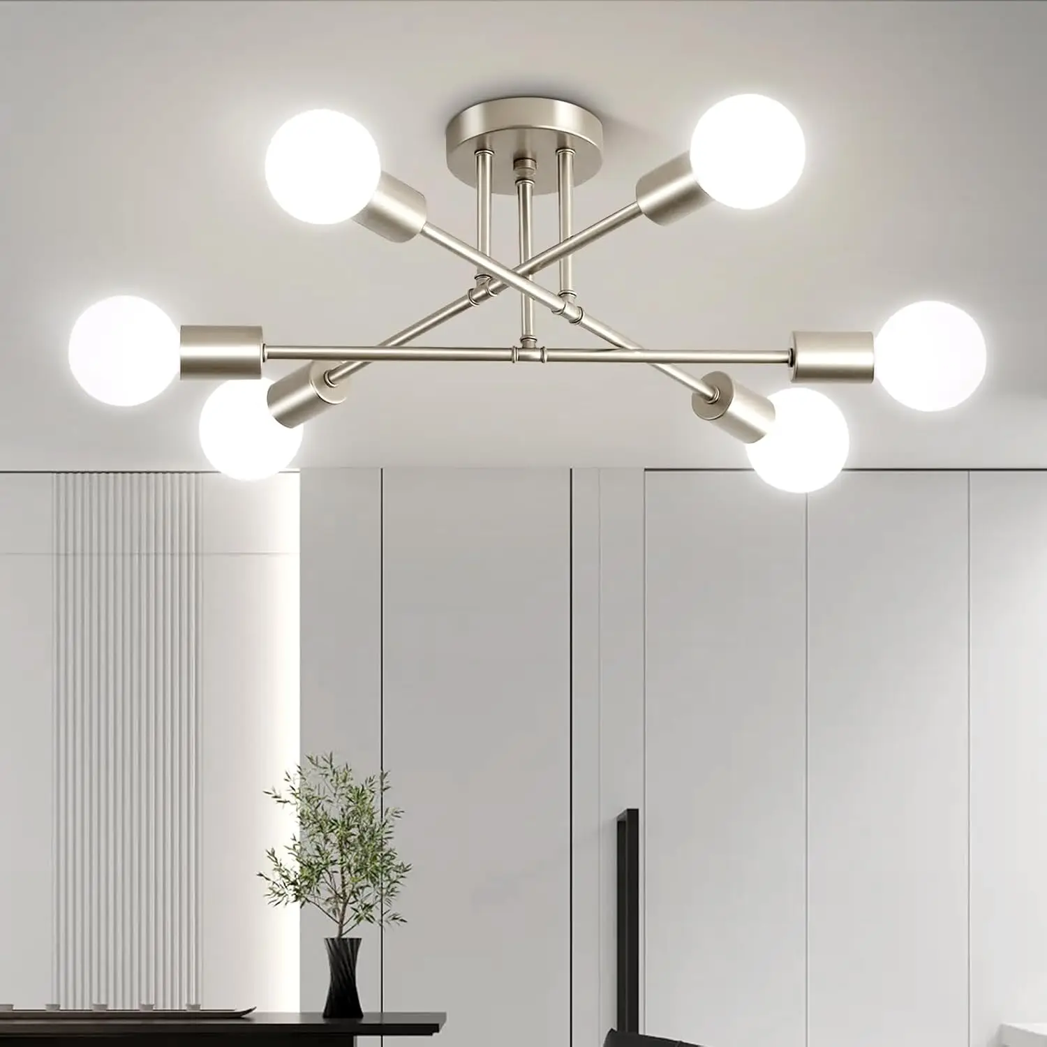 

Modern Sputnik Chandelier with Adjustable Arms, 6-Light Ceiling Fixture for Dining Room, Kitchen, Bedroom