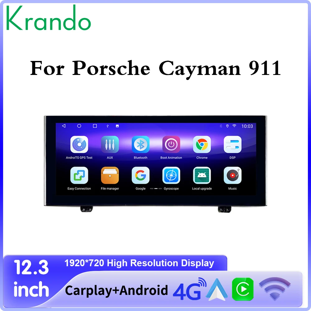 

Krando 12.3‘’ Android Car Radio For Porsche Cayman 718 911 Bosxter 2012 - 2018 Wireless Carplay Auto GPS Navi Multimedia Player