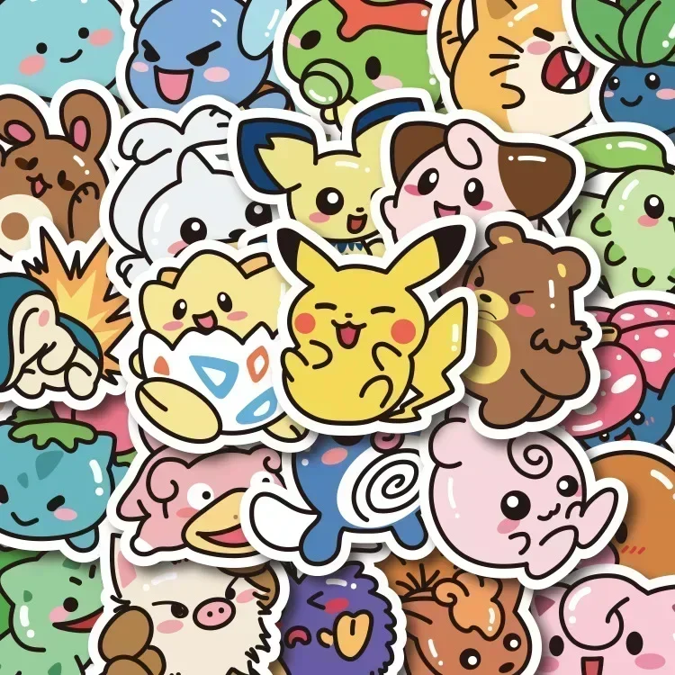 50/100 Stuks Anime Pokemon Kawaii Stickers Cartoon Pikachu Decals Diy Voor Laptop Bagage Skateboard Telefoon Kid Speelgoed Gift stickers