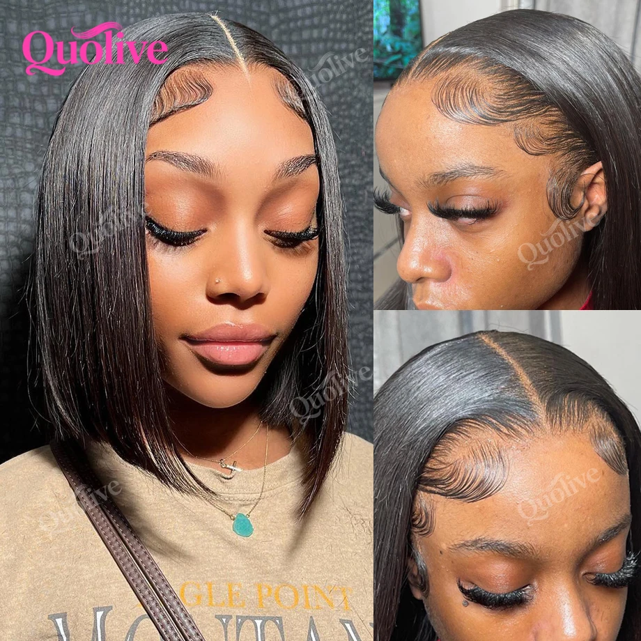 Short Bob Wig Human Hair Wear And Go Glueless Wigs 5x5 Hd Lace Closure Wig 13x6 Hd Lace Straight Human Hair Wigs For Black Women image 4