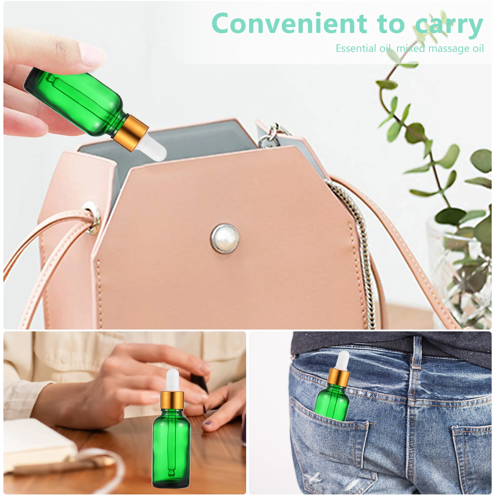 5Pcs Glass Dropper Bottles 30Ml Refillable Travel Container Essential Oil Perfume Storage Vials for DIY Makeup Water