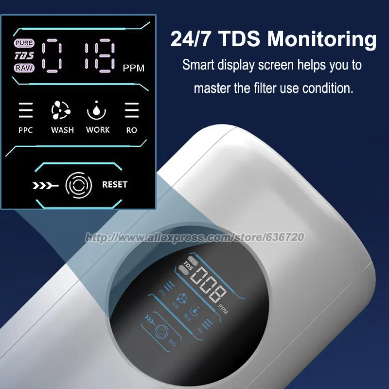 نظام تنقية المياه بالتناضح العكسي RO - 1000 GPD تدفق سريع، بدون خزان، يقلل من TDS، الاستخدام المنزلي والتجاري