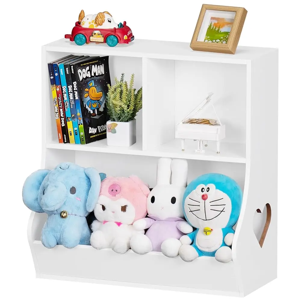 

Baby Toddler Bookshelf And Storage Organizer, Kids Cabinet And Bookcase, Wooden 3 Cubby Children Book Shelf For Playroom,