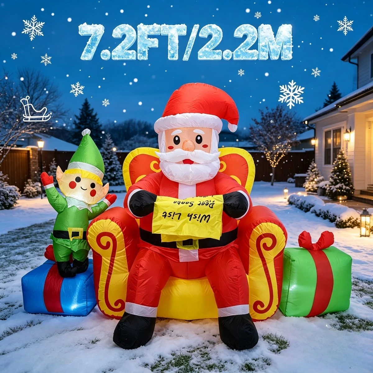 7.2FT Christmas Inflatable San - Santa'S Elves Holiday Lighting & Decor Llc recension och pris