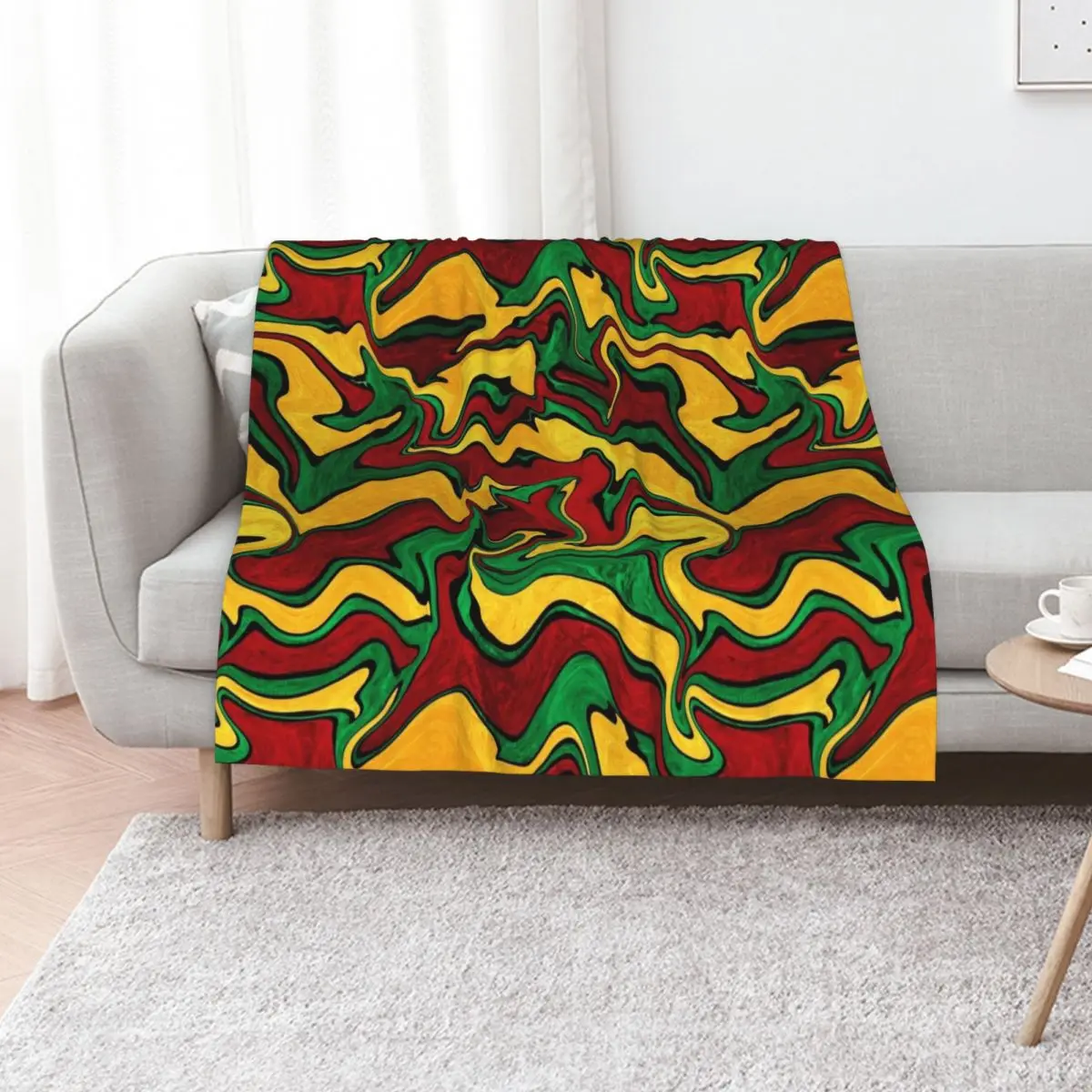 Liquify art with rasta colors, Rastafarian swirl pattern Throw Blanket Winter beds Furrys Summer Beddings Quilt Plaid Blankets