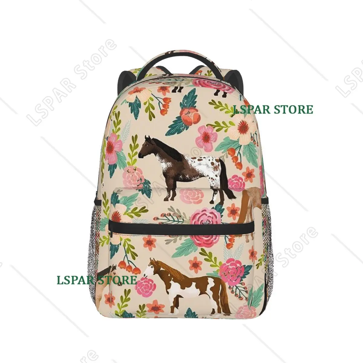 

Fresh Flower Wild Horse Pattern Backpack Hot Sale Daypack Large Capacity Children BookBag School Bag Shoulder Bags for Men Women