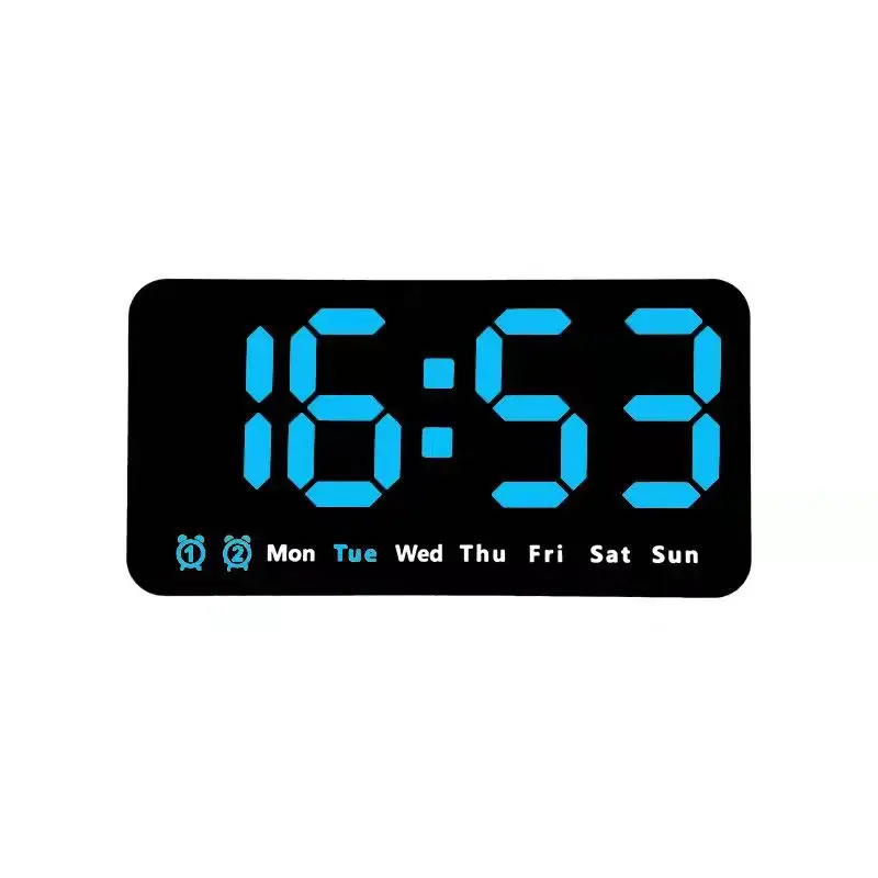 Sprachsteuerung, große digitale Wanduhr, Temperatur, Datum, Woche, DST, Schlummer-Tischuhr, 12/24 Stunden, Dual-Alarm, Wand-LED-Uhr