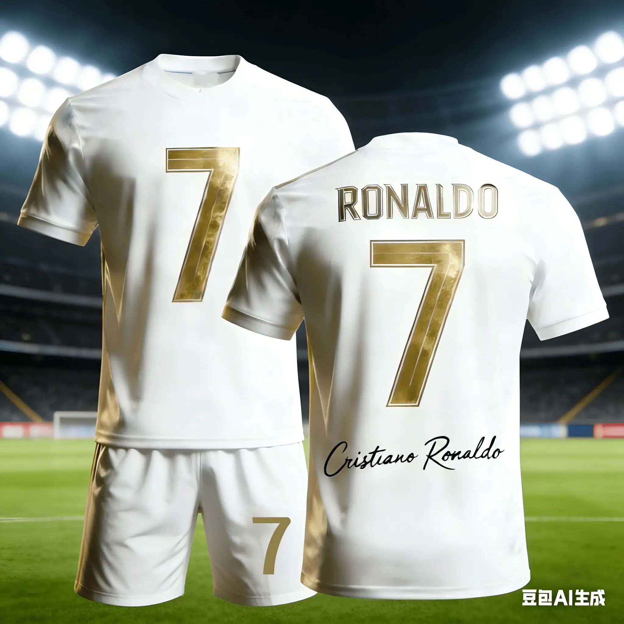 Ronaldo No.7 3D Jerseys for Men and Women Fan Commemorative Short Sleeved Shorts Summer Set Children's Birthday Gift Kids