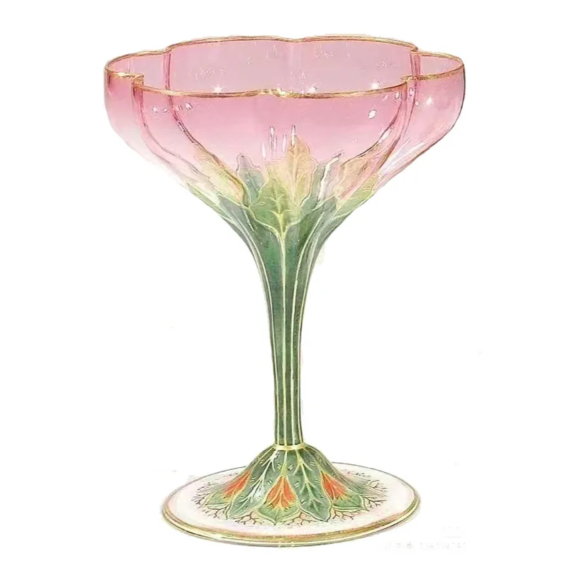 

Champagne glasses, crystal glass hand-painted ice cream bowl, tall red wine glasses