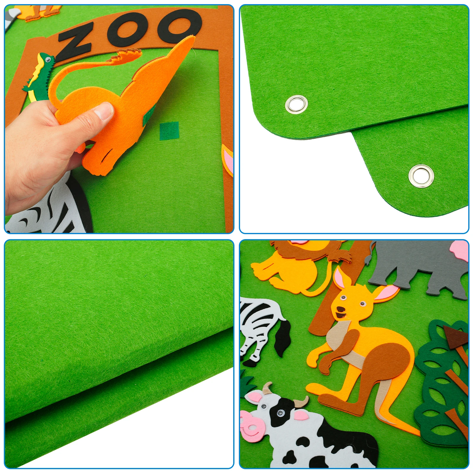 3.5Ft Farm/Zoo Animals Felt-Board Story Set Children's Early Learning Interactive Play Felt Board Educational Hanging Toys Gift