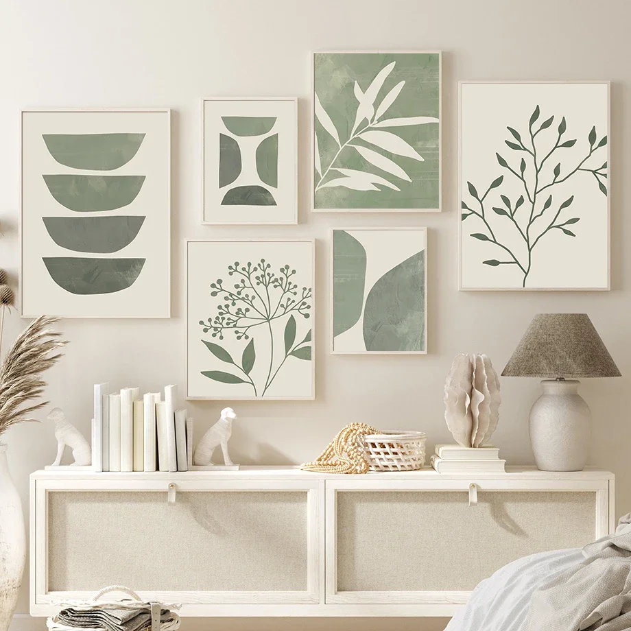 Plant Leaves Rainbow Geometry Abstract Boho Wall Art Canvas Painting Nordic Posters & Prints Wall Pictures For Living Room De