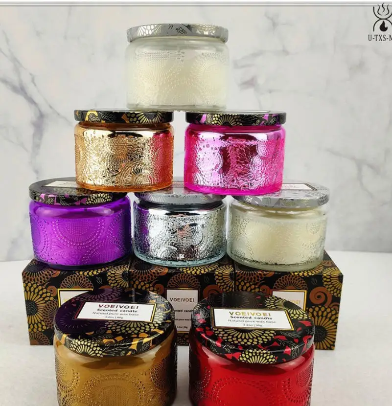 

330264 Colorful Relief Scented Candle, Premium Starry Glass, Bedroom Ambience Desktop Decor & Gift