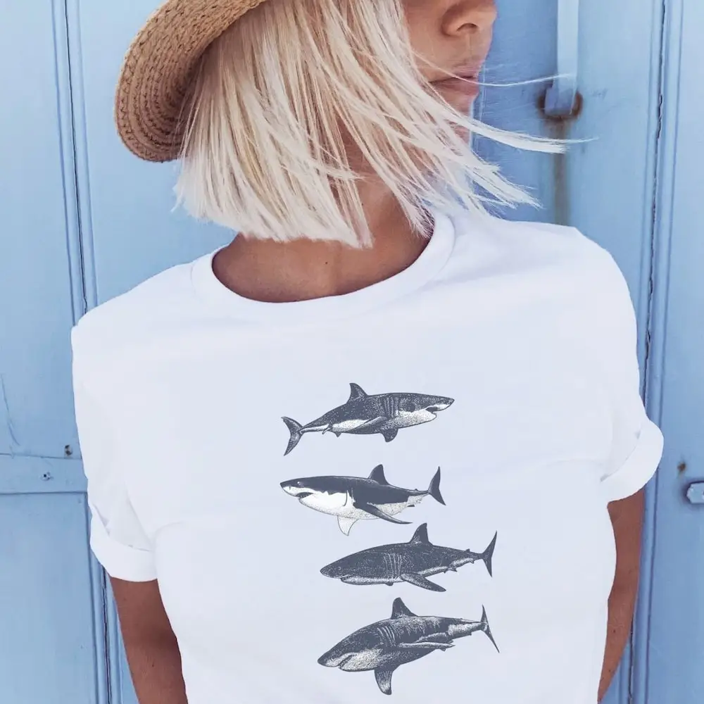 Vintage Shark T Shirt For Lover Great White Funny Week Save The Sharks Mom