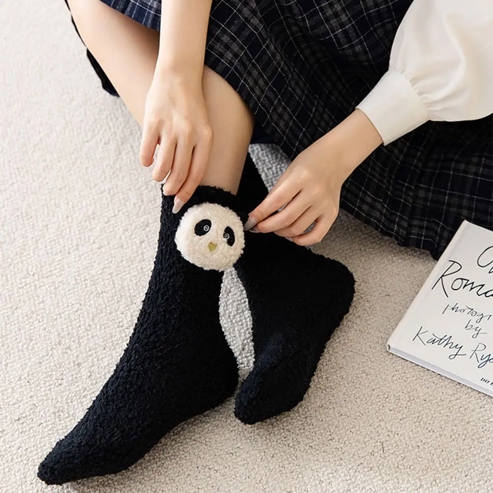 

Thick Warm Penguin Middle Tube Korean Style Bunny Cartoon Hosiery Coral Fleece Socks Women Frog Socks Floor Socks