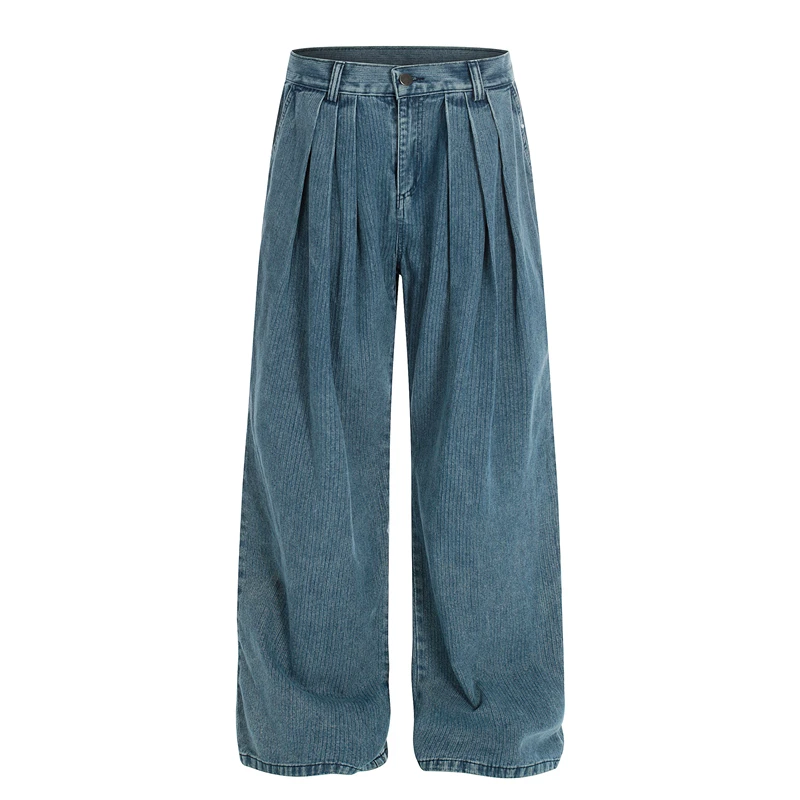 

GXFortune Retro American Vertical Stripes Jeans Men's Women's Cleanfit Premium Loose Straight Leg Pants Casual Wear