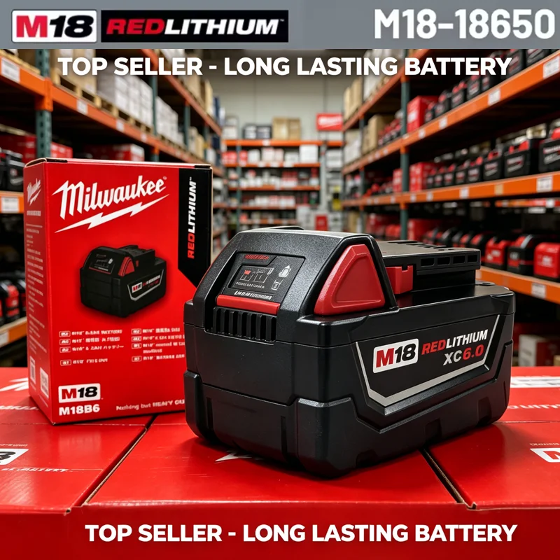 

Milwaukee Red lithium Battery ，18V 6.0Ah Fit for M18 Cordless Tools 2629-20 2641-20 2701-20 & 48-11-1840 48-11-1820 Battery