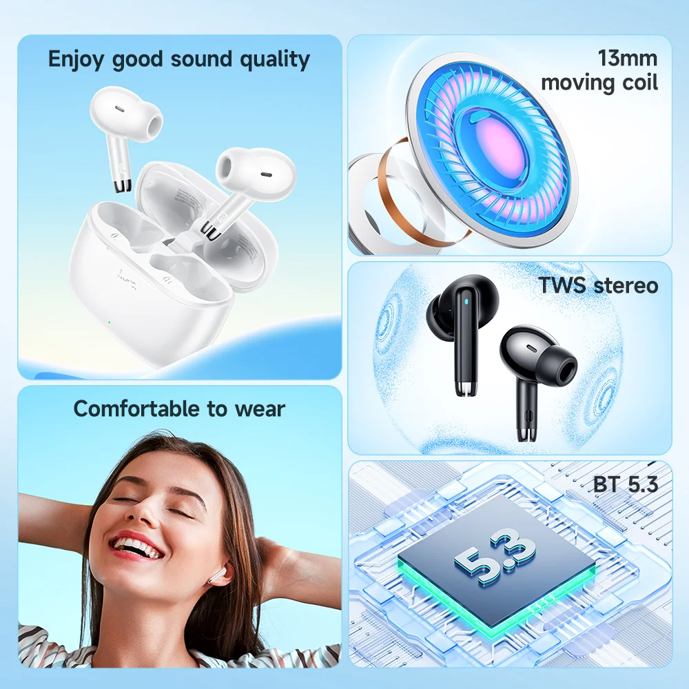 HOCO EQ2 Choice TWS Wireless Bluetooth Headphones 5.3 Headphone Mini Earphone with Mic Charging Box For Xiaomi  All Smartphone