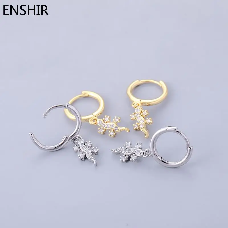 ENSHIR Small Zircon Geometric Drop Hoops Earrings For Women Fashion Classic Pendientes Earring Jewelry