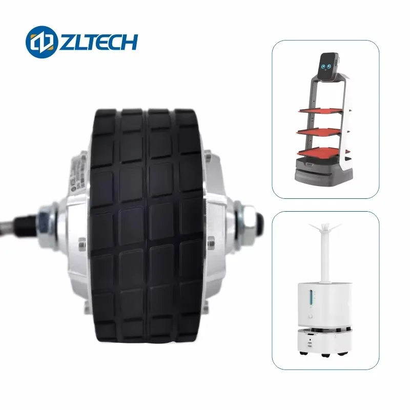 4.5 Inch DC 24V 200W 150kg Load Dual Shaft Electric Brushless Wheel Hub Servo Motor for Robot AGV Wheelchair Logistic Conveyor view 4
