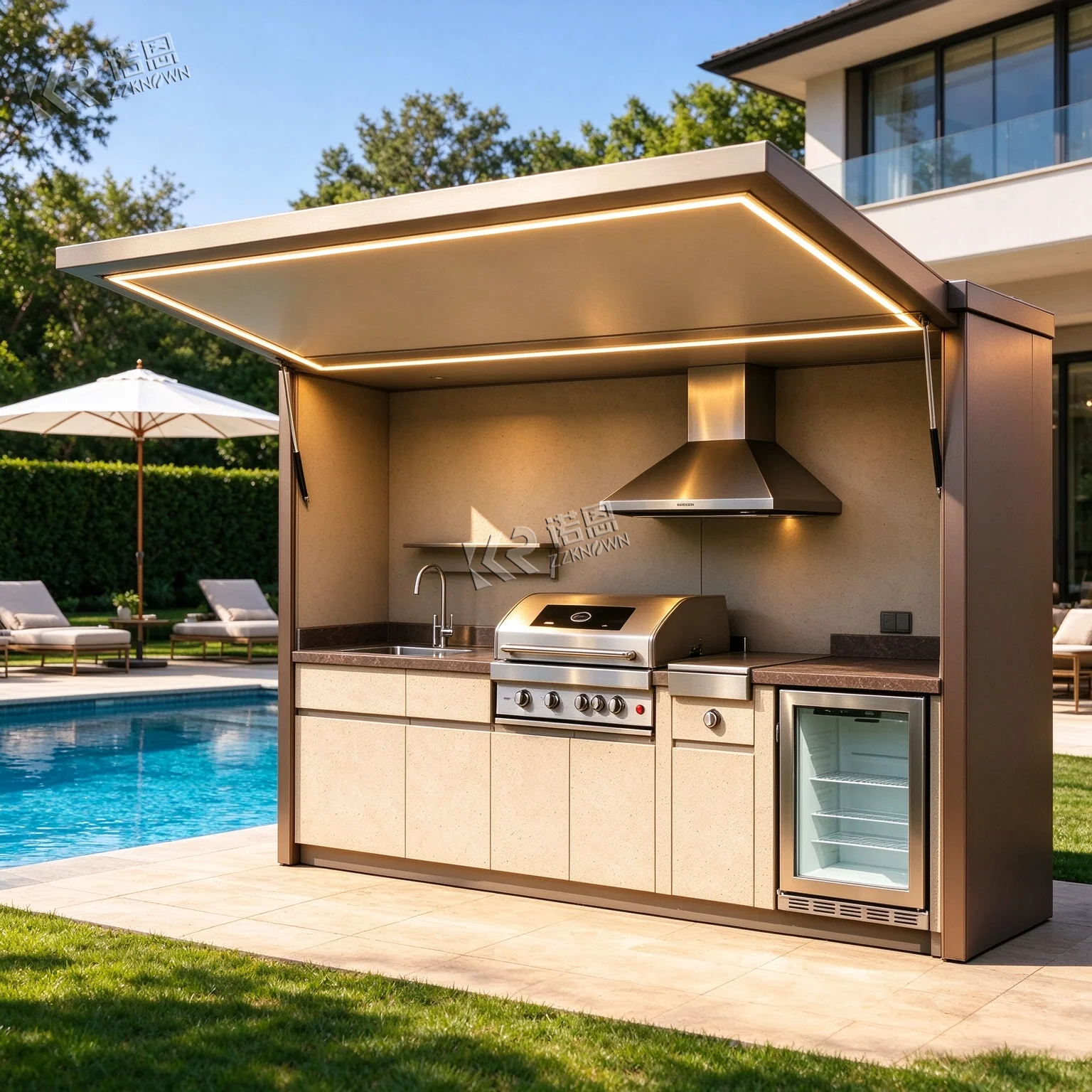Sunny Brunch Optimized Versatile Outdoor Kitchen For Bacon Egg Flat Toast Preparing Outdoor Kitchen