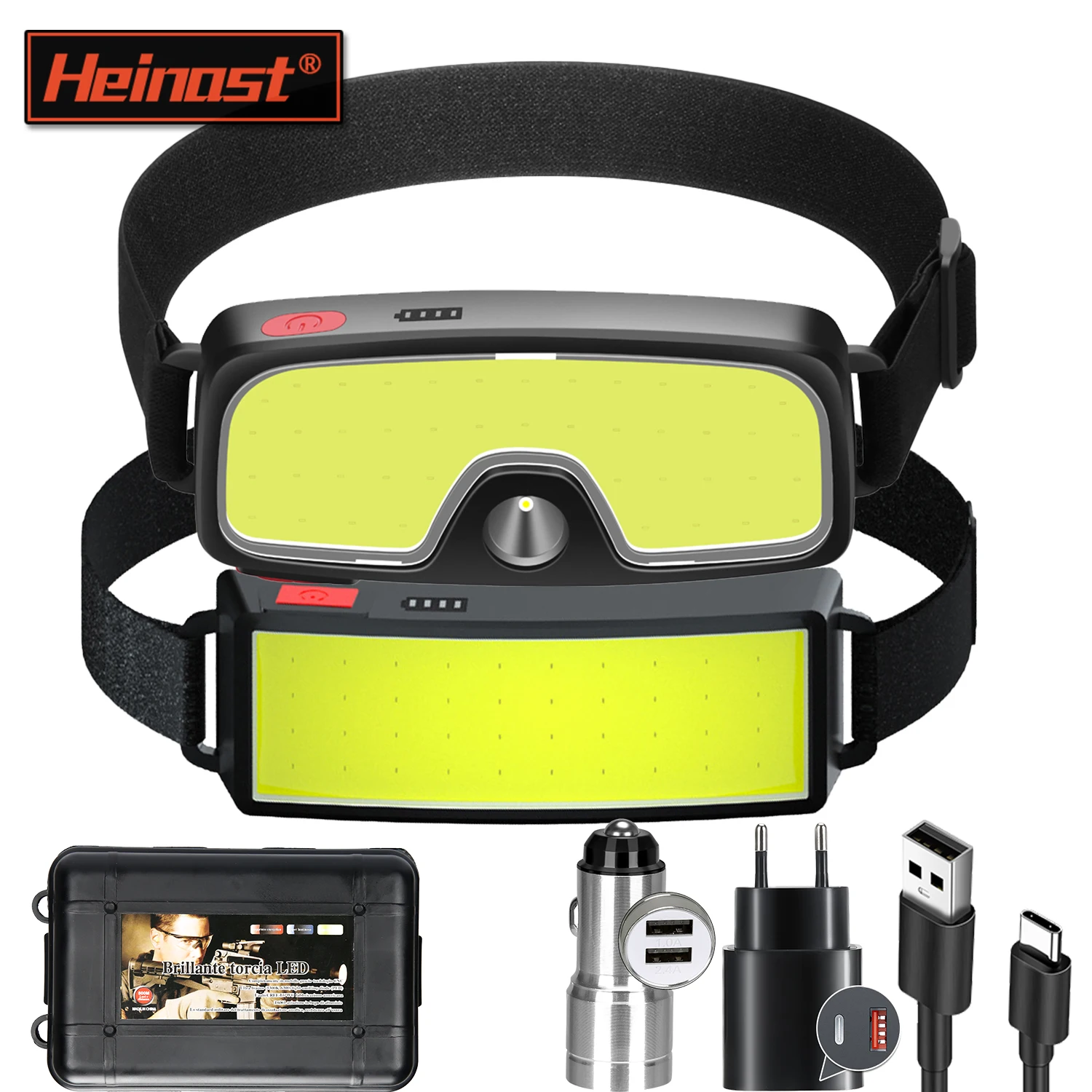 Heinast Portable LED Headlights USB Rechargeable Built in Battery Head Lamp Outdoor Headlight Camping Fishing Climbing Lantern