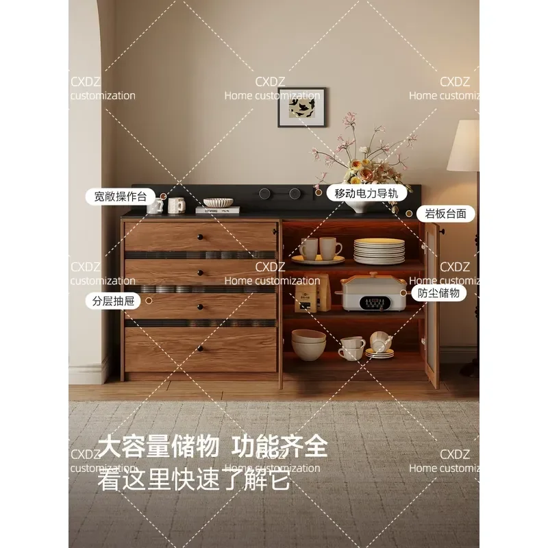 ENF Grade Multi Functional Rock Slab Dining Side Cabinet Glass Door Household Floor Storage Low Cabinet Living Room Tea