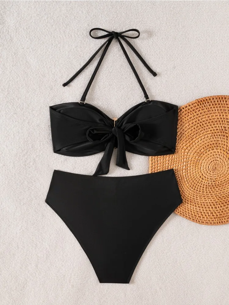 ฤดูร้อนแหวนโลหะ Halter ชุดว่ายน้ําหญิงบิกินี่ผู้หญิงชุดว่ายน้ําบิกินี่สองชิ้นชุด Bather ชุดว่ายน้ําว่ายน้ํา 2025