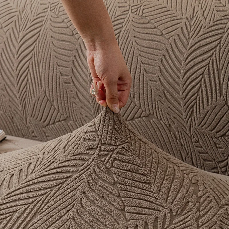 1pc Embossed Leaf Stretch Sofa Slipcover Elastic Universal Sofa Cover, Machine Washable Removable Sofa Protector for Living Room