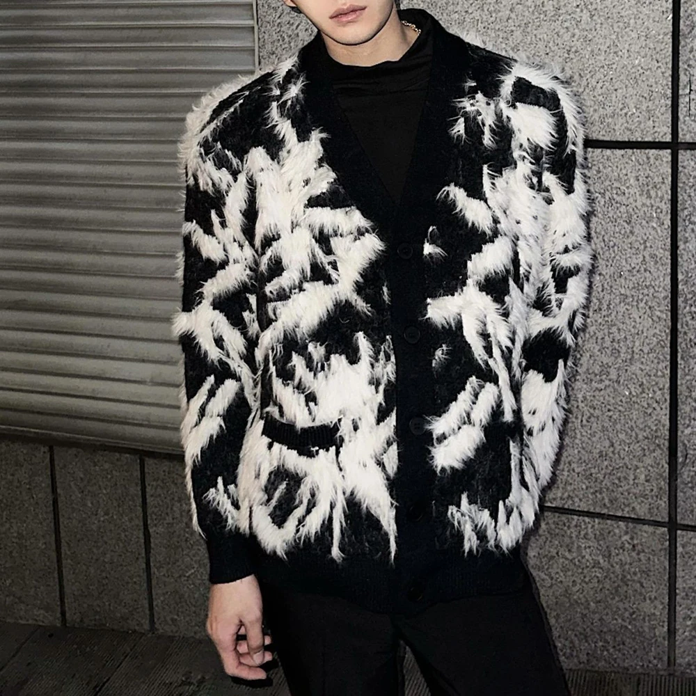 

2025 Winter New Men's Jacquard Long-Sleeve Sweater Unisex American Retro Fashion Trendy High Street Casual Loose Niche Men's Top