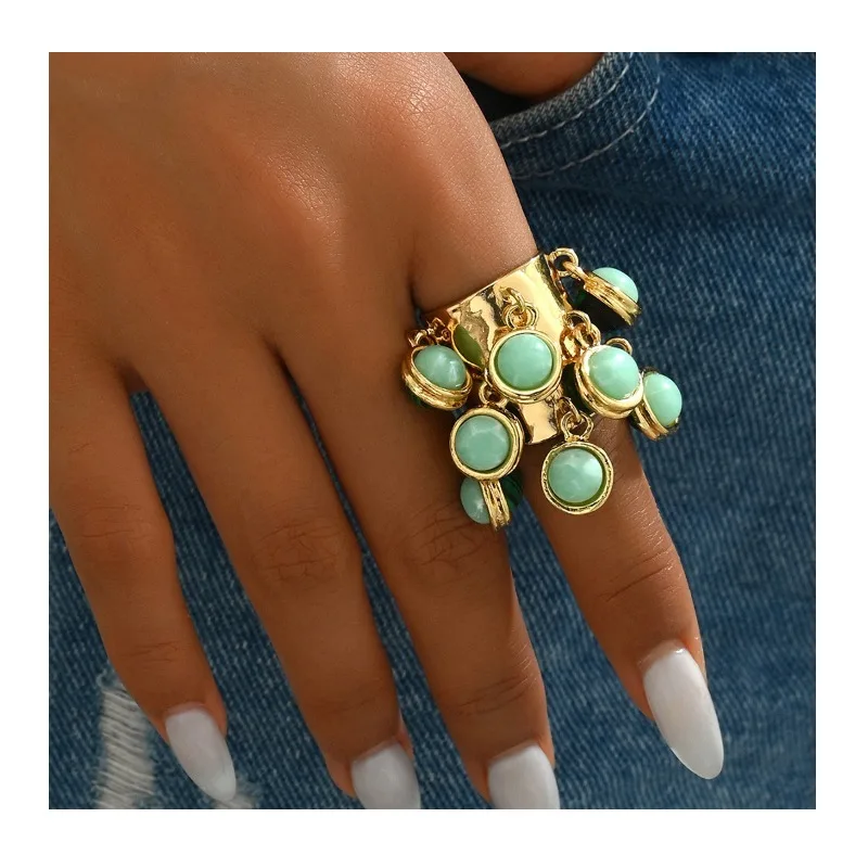 

Богемное женское кольцо с открытым дизайном и вставками из драгоценных камней, универсальное украшение