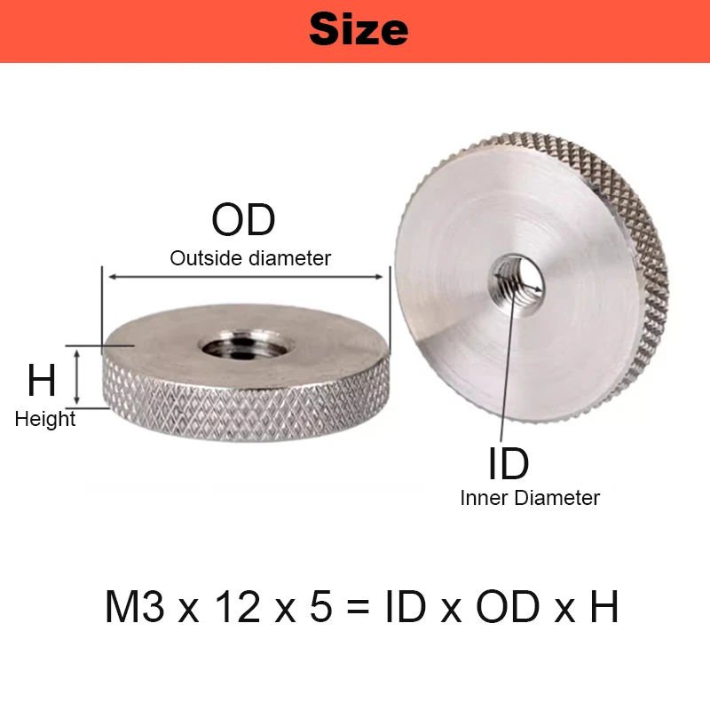 304 Stainless Steel Flat Knurled Nut Thickness 5mm Thin Hand Screwed Nut Knurled Round Nut M3 M4 M5 M6 M8 M10 M12 GB807