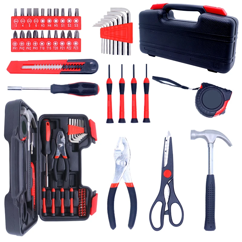 39 red Tool Kit，Garden Maintenance Kit, Home Repair Tools, Compact Tool Set