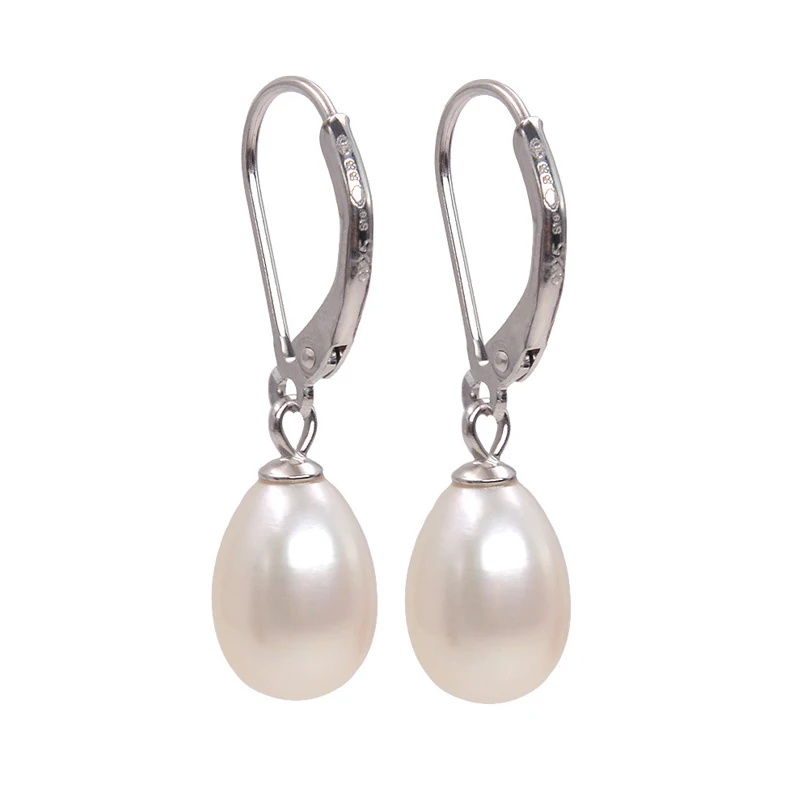 

HOOZZ.P 7-8mm AAA Quality White Natural Pearl Drop Earrings Sterling Silver 925 Fashion Wedding Jewelry For Women Birthday Gifts