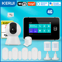 KERUI 4G/WiFi Wireless Security Alarm for Home 4.3 Inch Touch Screen Anti-theft Alarm System with Motion Sensor Tuya Smart G64B