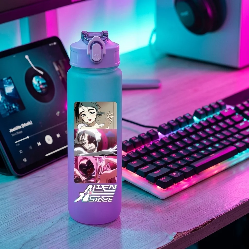 750ml Boy Band Girl Group ALIEN STAGE Gradient Color Sippy Cup Mizi Sua Till Ivan Hyuna Luka School Supplies Straw Drink Botte