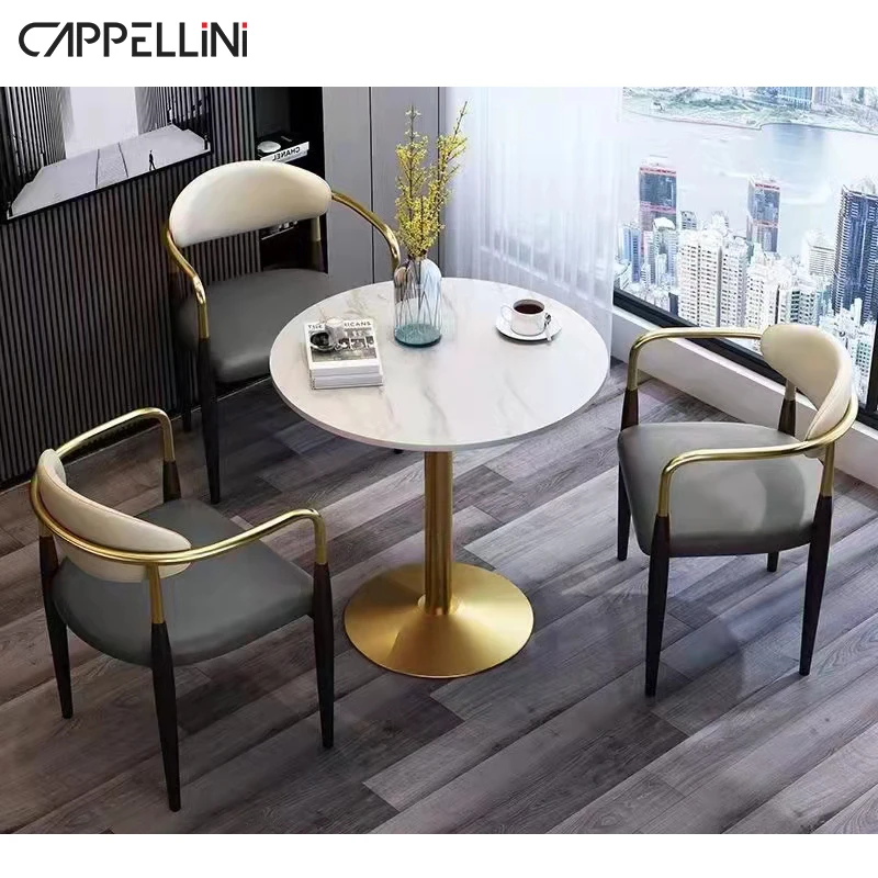 Negotiation Table And Chair Set Dining Set Modern Meeting Combination Coffee Shop Milk Tea Shop Simple Table Four Chairs